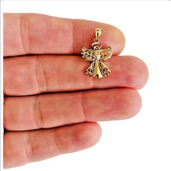 14K Two Tone Gold Angel Pendant