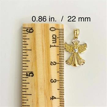 14K Two Tone Gold Angel Pendant