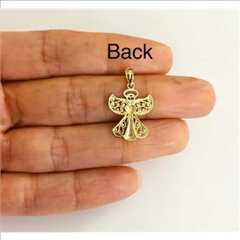 14K Two Tone Gold Angel Pendant