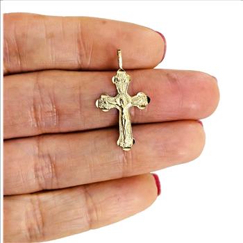 14K Yellow Gold Crucufix Cross Pendant