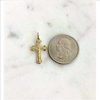 14K Yellow Gold Crucufix Cross Pendant