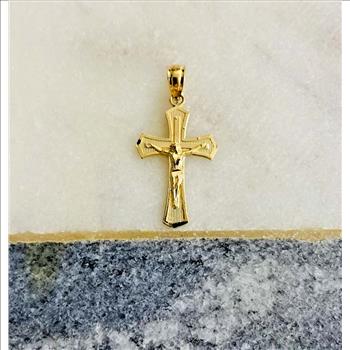 14K Yellow Gold Passion Cross Crucufix