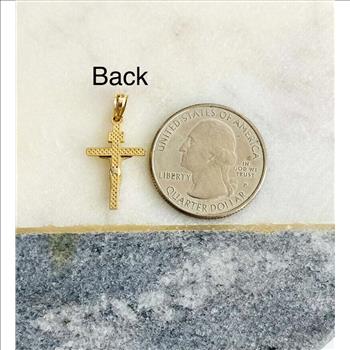14K Two Tone Gold Crucufix Cross Pendant