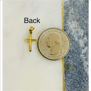 14K Two Tone Gold Tiny Crucufix Pendant