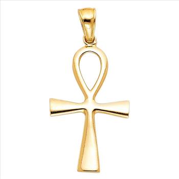 14K Yellow Gold Ankh Cross Pendant