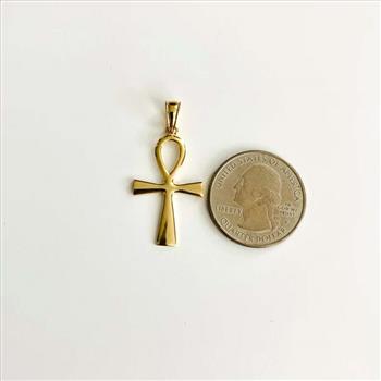 14K Yellow Gold Ankh Cross Pendant