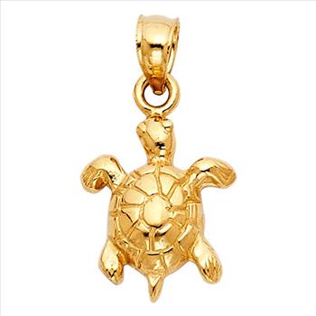 14K Yellow Gold Turtle Pendant