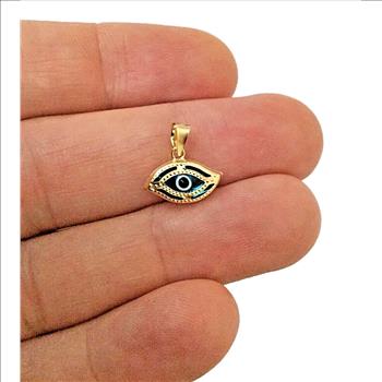 14K Yellow Gold Evil Eye Pendant