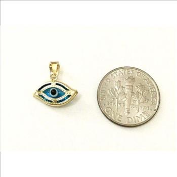 14K Yellow Gold Evil Eye Pendant