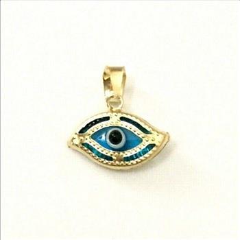 14K Yellow Gold Evil Eye Pendant