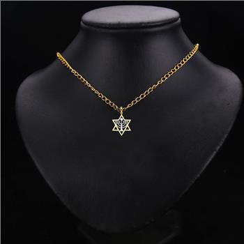 14K Two Tone Gold Stone Menorah Pendant