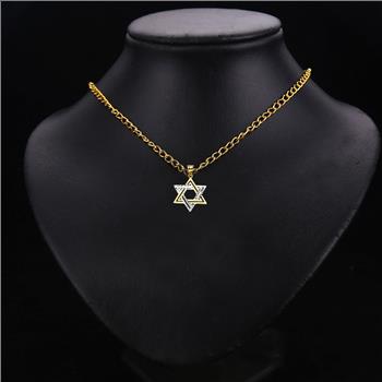 14K Two Tone Gold Star of David Pendant