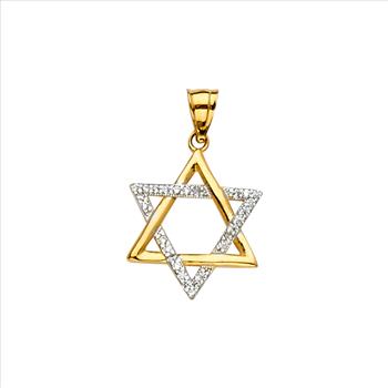 14K Two Tone Gold Star of David Pendant