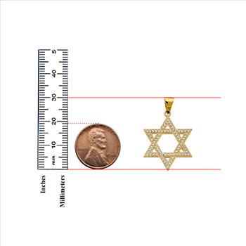 14K  Yellow Gold Cubic zirconia Star of David Pendant