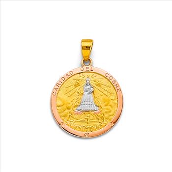 14K Tri Color Gold Caridad Del Cobre Medal