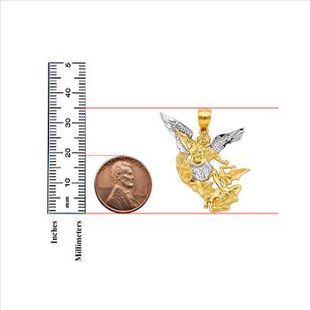 14K Two Tone Gold Saint Michael Pendant