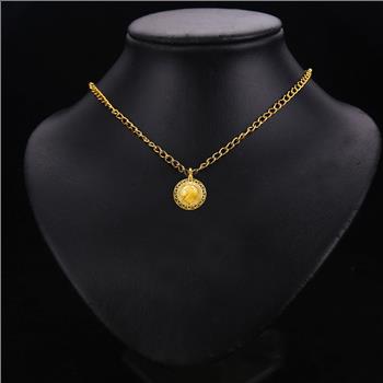 14K Yellow Gold Greek Queen Elizabeth Pendant