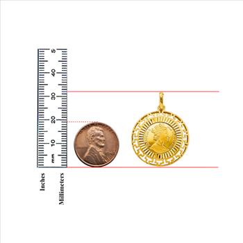 14K Yellow Gold Greek Queen Elizabeth Pendant