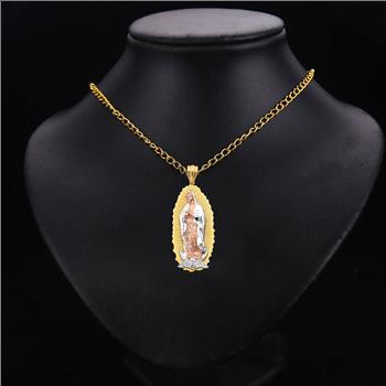 14K Tri Color Gold Guadalupe Pendant