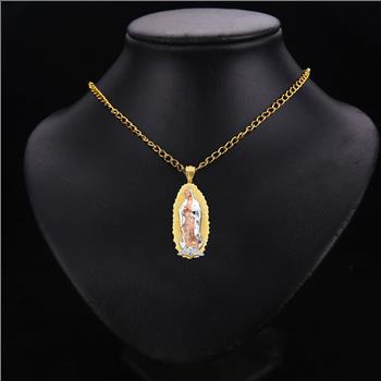 14K Tri Color Gold Guadalupe Pendant
