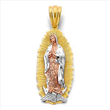 14K Tri Color Gold Guadalupe Pendant