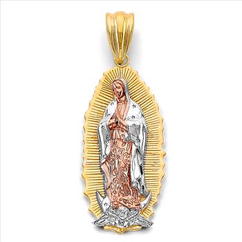 14K Tri Color Gold Guadalupe Pendant