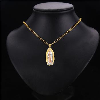 14K Tri Color Gold Guadalupe Pendant