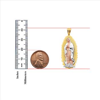 14K Tri Color Gold Guadalupe Pendant
