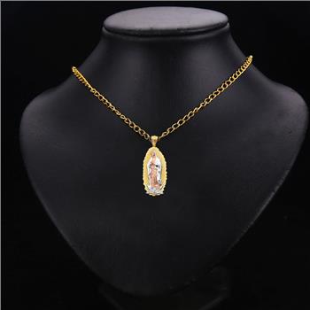14K Tri Color Gold Guadalupe Pendant