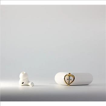 14K Two Tone Gold Heart Pendant with Cross Pendant