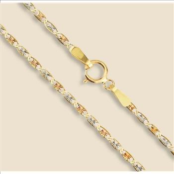 14K Tri Color Yellow White Rose Gold 1.5mm Valentono Chain - 18