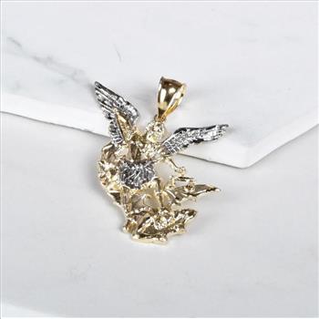 14K Two Tone Gold Saint Michael Pendant