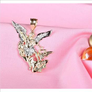 14K Two Tone Gold Saint Michael Pendant