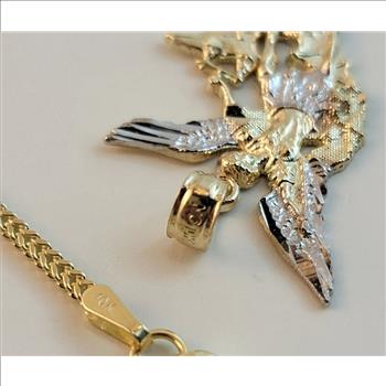 14K Two Tone Gold Saint Michael Pendant