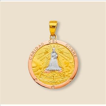 14K Tri Color Gold Caridad Del Cobre Medal