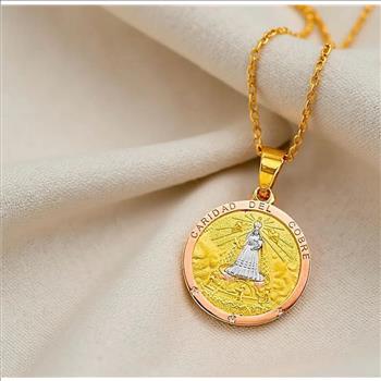 14K Tri Color Gold Caridad Del Cobre Medal