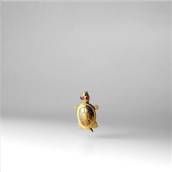 14K Tri Color Yellow Rose White Gold Twin Turtle Pendant - 22mm x 20mm