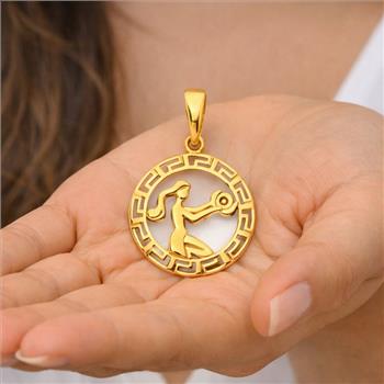 14k Yellow Gold Round Virgo Zodiac Sign Horoscope Constellation Pendant