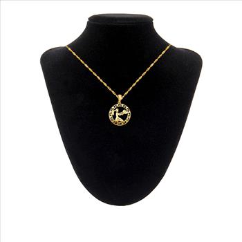 14k Yellow Gold Round Virgo Zodiac Sign Horoscope Constellation Pendant