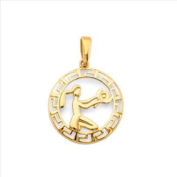 14k Yellow Gold Round Virgo Zodiac Sign Horoscope Constellation Pendant