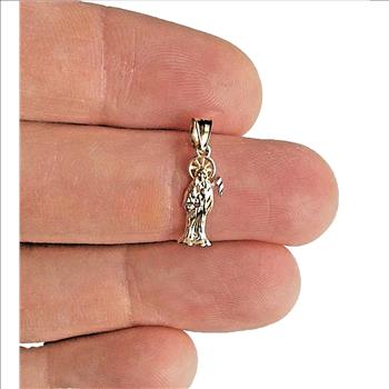 14K Two Tone Gold Santa Muerte Small Pendant