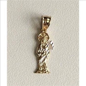 14K Two Tone Gold Santa Muerte Small Pendant