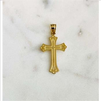 14K Yellow Gold Budded Cross Pendant