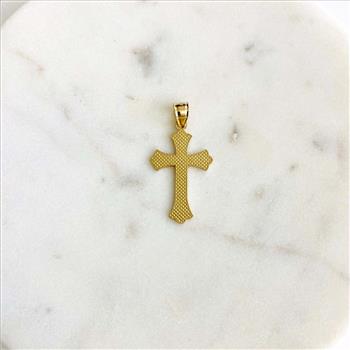 14K Yellow Gold Budded Cross Pendant