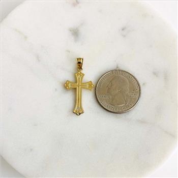 14K Yellow Gold Budded Cross Pendant