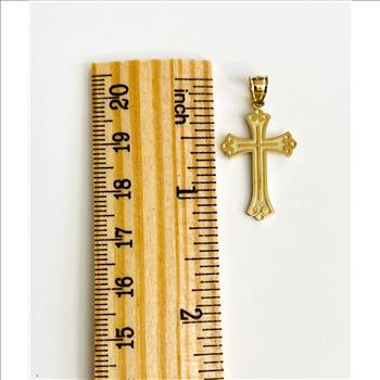 14K Yellow Gold Budded Cross Pendant