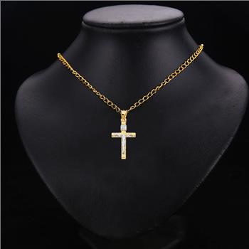 14K Two Tone Gold Mashed Crucufix