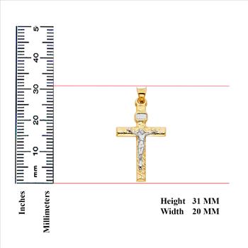 14K Two Tone Gold Mashed Crucufix