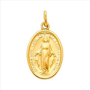 14K Yellow Gold Virgin Mary Medal