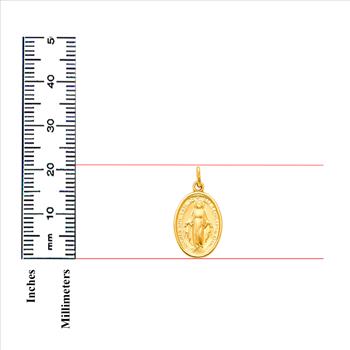 14K Yellow Gold Virgin Mary Medal